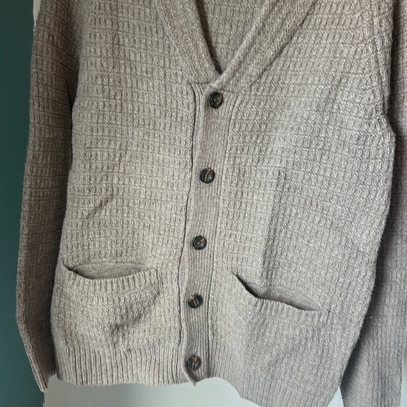 Savile Row Company Lambswool Blend Cardigan Sweater Small Brown Shawl Collar - Picture 10 of 12